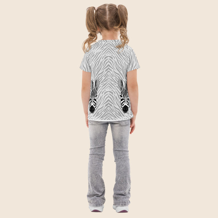 Zebra Head Print Kids Cotton T-Shirt | All-Over Print